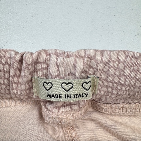 Made In Italy Pink Snake Print Pull On Pants Womens Size M Drawstring Pockets - Picture 3 of 4